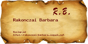 Rakonczai Barbara névjegykártya